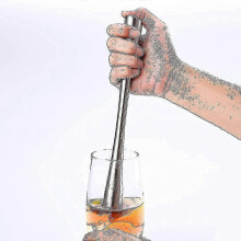 Professionally crafted, longer stainless steel cocktail muddler. Bar tools for bartenders.