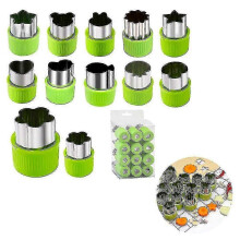 12pcs/set Fruit Vegetable Cutter Mold Stainless Steel Cake Cookie Biscuit Cutting Tools