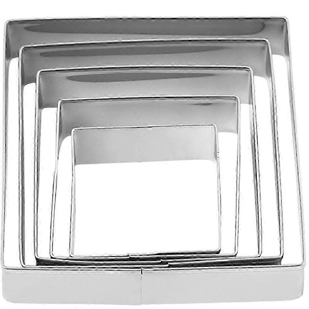 Set of 5 metal cookie cutters, square cookie cutters, for restaurant