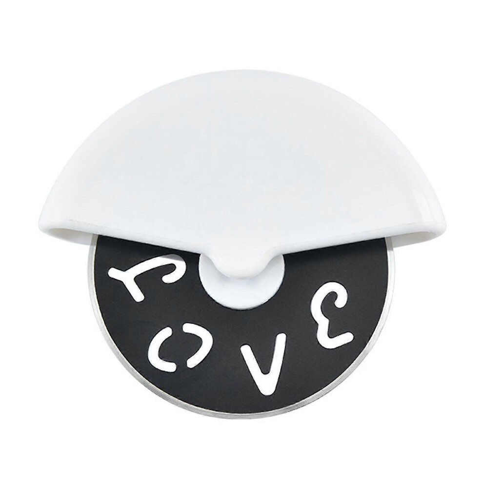 (White) ZHOUBA Stainless Steel Round Pizza Cutter with Lid and Pizza Wheel