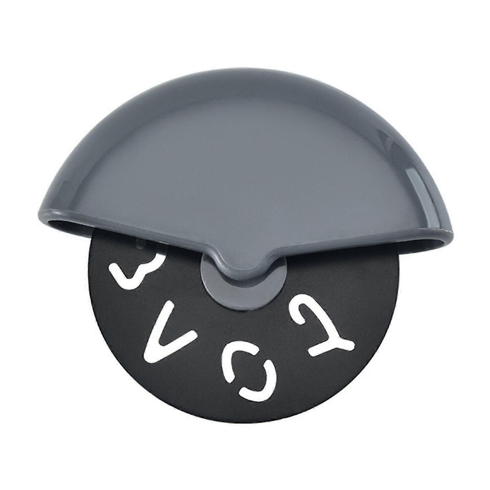 (Grey) ZHOUBA Stainless Steel Round Pizza Cutter with Lid and Pizza Wheel