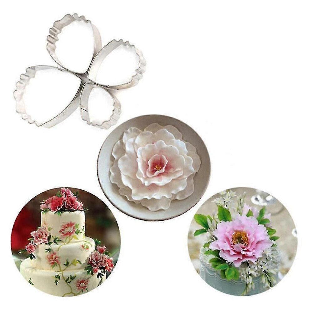 Zhouba 7pcs Peony Flower Cookie Cutters Set for Cake Decorating Fondant Bread Pastry
