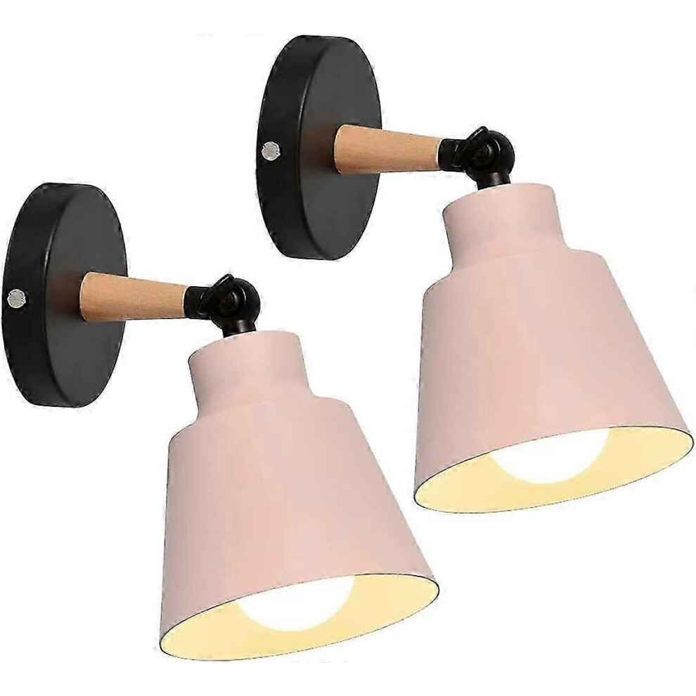 Vintage Industrial Wall Sconces, Ceiling Lights, E27 Adjustable Metal Indoor Lighting Fixtures (Pink) Pink
