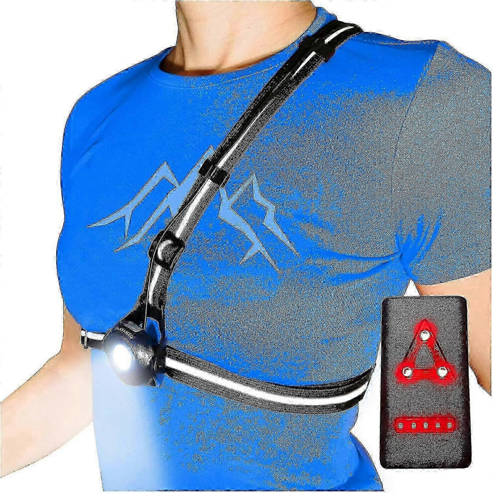 Chest For Runners And Joggers, With Adjustable Beam And Reflector, Usb Rechargeable And Led Light