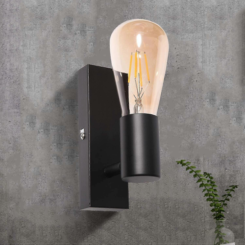 E27 Socket Indoor Wall Vintage Industrial Style, Led, Adjustable Retro Wall Lamp, No Bulb Black/Light