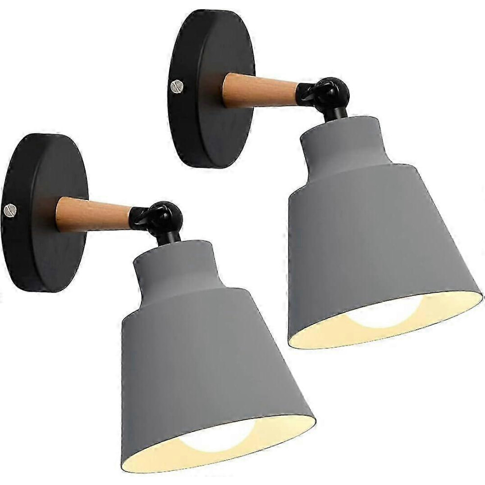 Retro Industrial Wall Modern Indoor Sconce, E27 Metal Cage Ceiling Macaron Design For Bedroom, Kitchen, Dining Room (2 Pack, Grey) Light/Grey