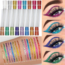 16 Colors Glitter Metallic Liquid Eyeliner Set, Waterproof Long Lasting Eye Liner Pencil Pigmented Shimmer Eye Makeup Gift Kit for Women