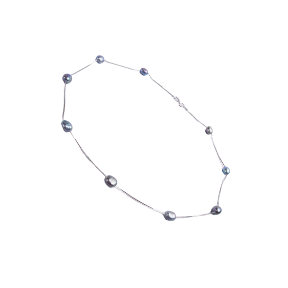 (Black Blue, 40cm) Women Pearl Necklace Portable Girls Ladies Wedding Choker Ornament-image-OPC-PKJV7Q8-NEW