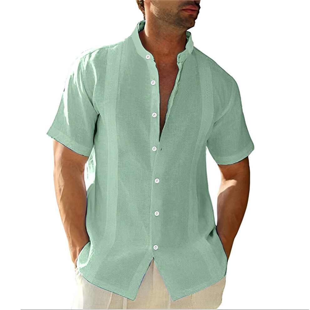 (Green, L) Casual Style Men's Button Down Shirt Boys Summer Tops Daily Clothes-image-OPC-PKJVBWK-NEW