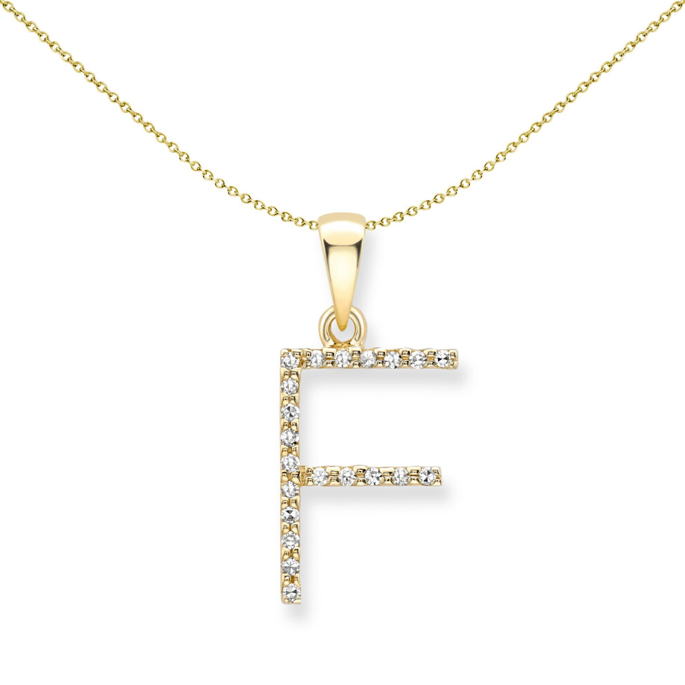 Jewelco London 9ct Yellow Gold Diamond Initial Charm Pendant Letter F 8mm x 17mm - INNR0212-F-image-OPC-PCCBJ87-NEW