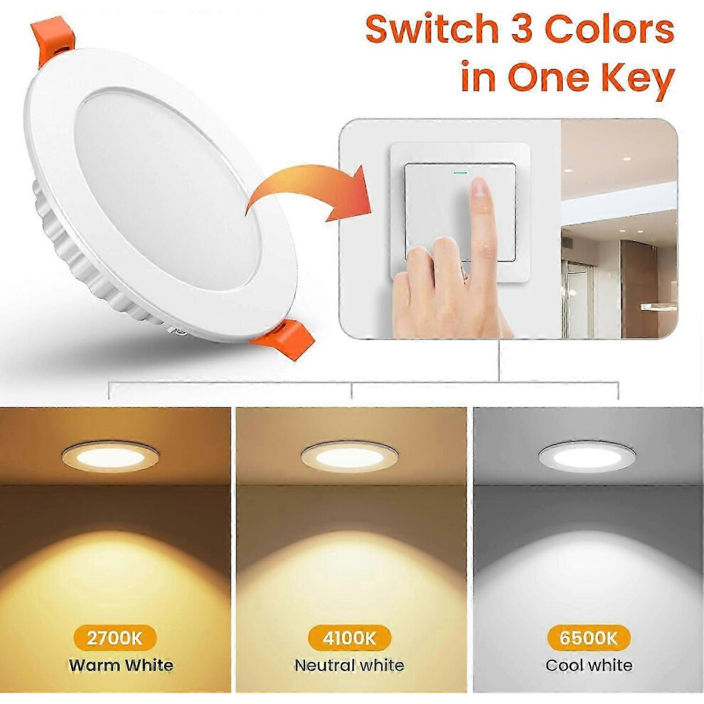 LED recessed spotlight 7 W 600 lm, IP44, 110-220 V [2700-4100-6500 K] [Recessed depth 27 mm] [Hole 75-95 mm] [Pack of 6]