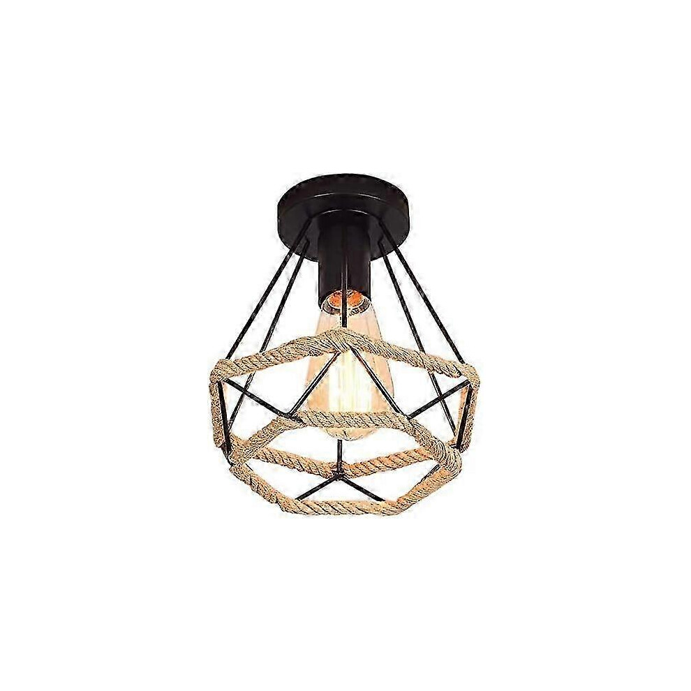 Retro Vintage Industrial Ceiling Light E27 Black Metal Pendant Lamp (20cm)