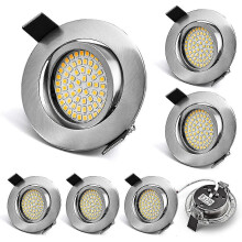 Set of 6 ultra-flat recessed LED spotlights, 5 W, 230 V, warm white 3000 K, 400 lumens, Ra > 80, beam angle 120 , ceiling light