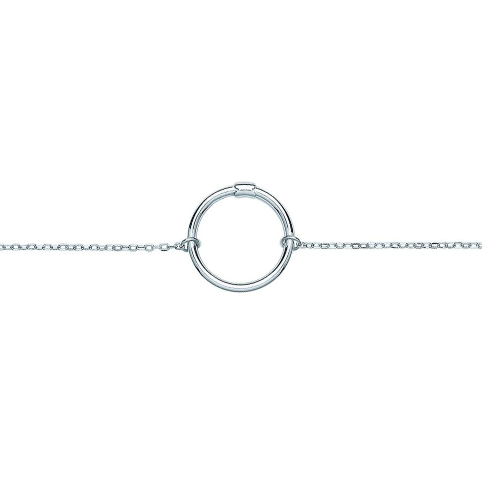 Jewelco London Ladies Sterling Silver Carrier Hoop Charm Bracelet - GVB471