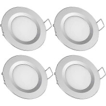 x 12V LED Recessed Spotlights, 58-65mm Hole, 3W, 3200K, for Motorhome, Boat, Caravan, Van, Yacht, Warm White (Silver Finish)