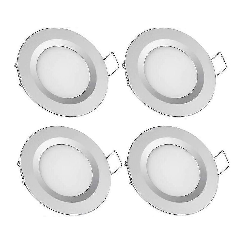 X 12V Led Recessed Spotlights, 58-65Mm Hole, 3W, 3200K, For Motorhome, Boat, Caravan, Van, Yacht, Warm ( Finish) White/Silver