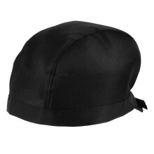 chapéu de chef preto com turbante e faixa de caveira para cozinha