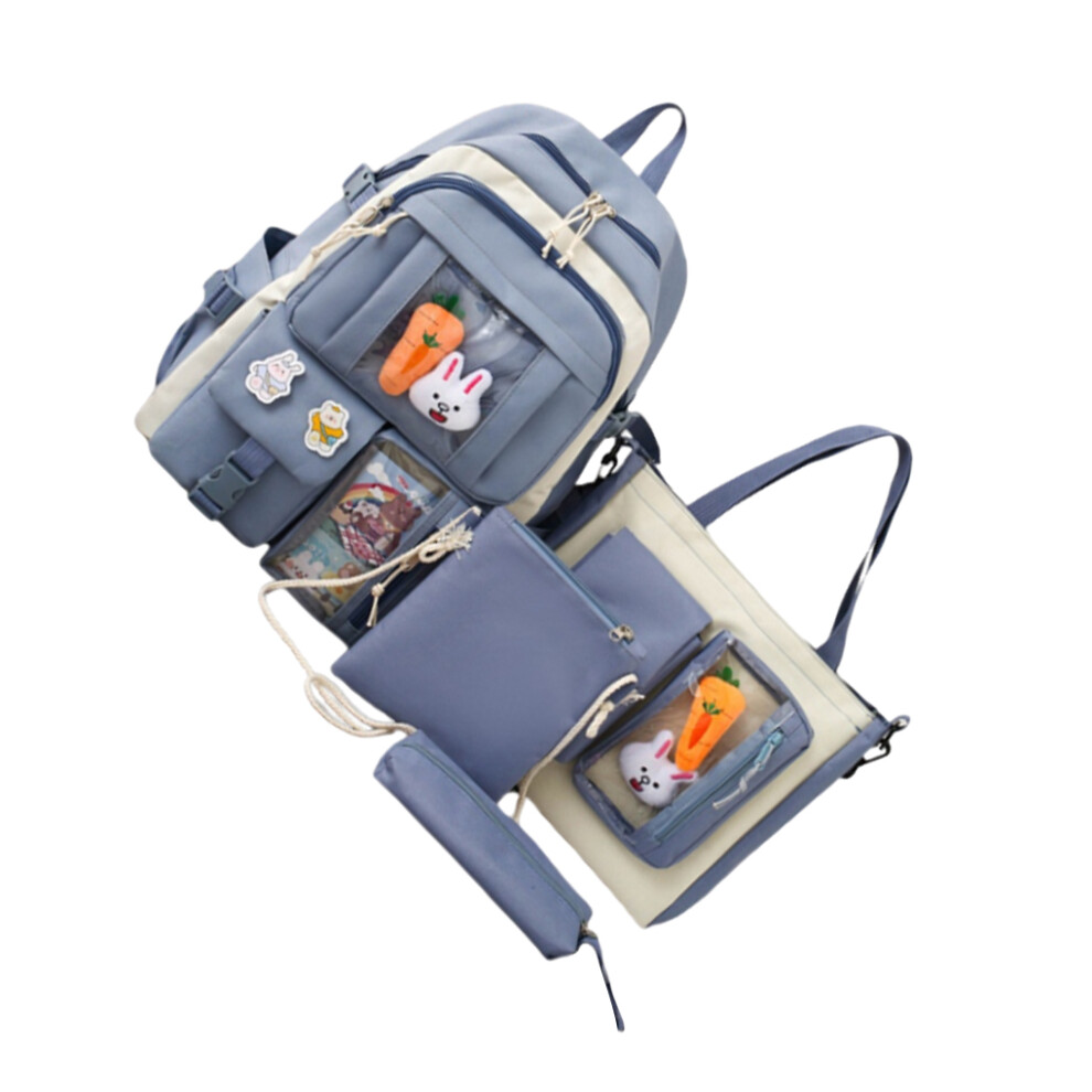 (blue) School Bag With Durable Canvas And Extra Bag For Students-image-OPC-PKJWZTM-NEW