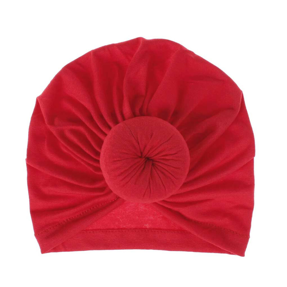 (Red) Polyester Cotton Baby Hat Portable Free Size Solid Color Sleeping Cap-image-OPC-PKJX7Y2-NEW
