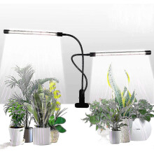 Grow Light, Solar White Light, 50W, 84 LEDs, Dual Head, Plant Clip, 4/8/12h Timer, 5 Dimming Levels