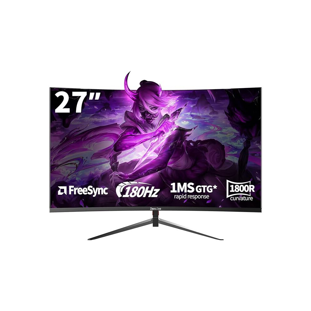 Monitors 27 Inch Curved Gaming Monitor180hz, Fhd