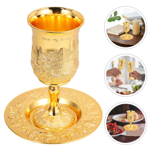 conjunto cálice kiddush com metal para vinho shabbat e páscoa 1