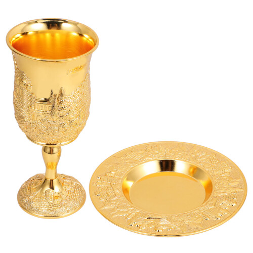 conjunto cálice kiddush com metal para vinho shabbat e páscoa 2