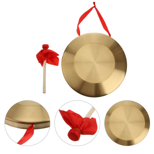 1 set traditionele Chinese gong percussieinstrument met (rood) 1