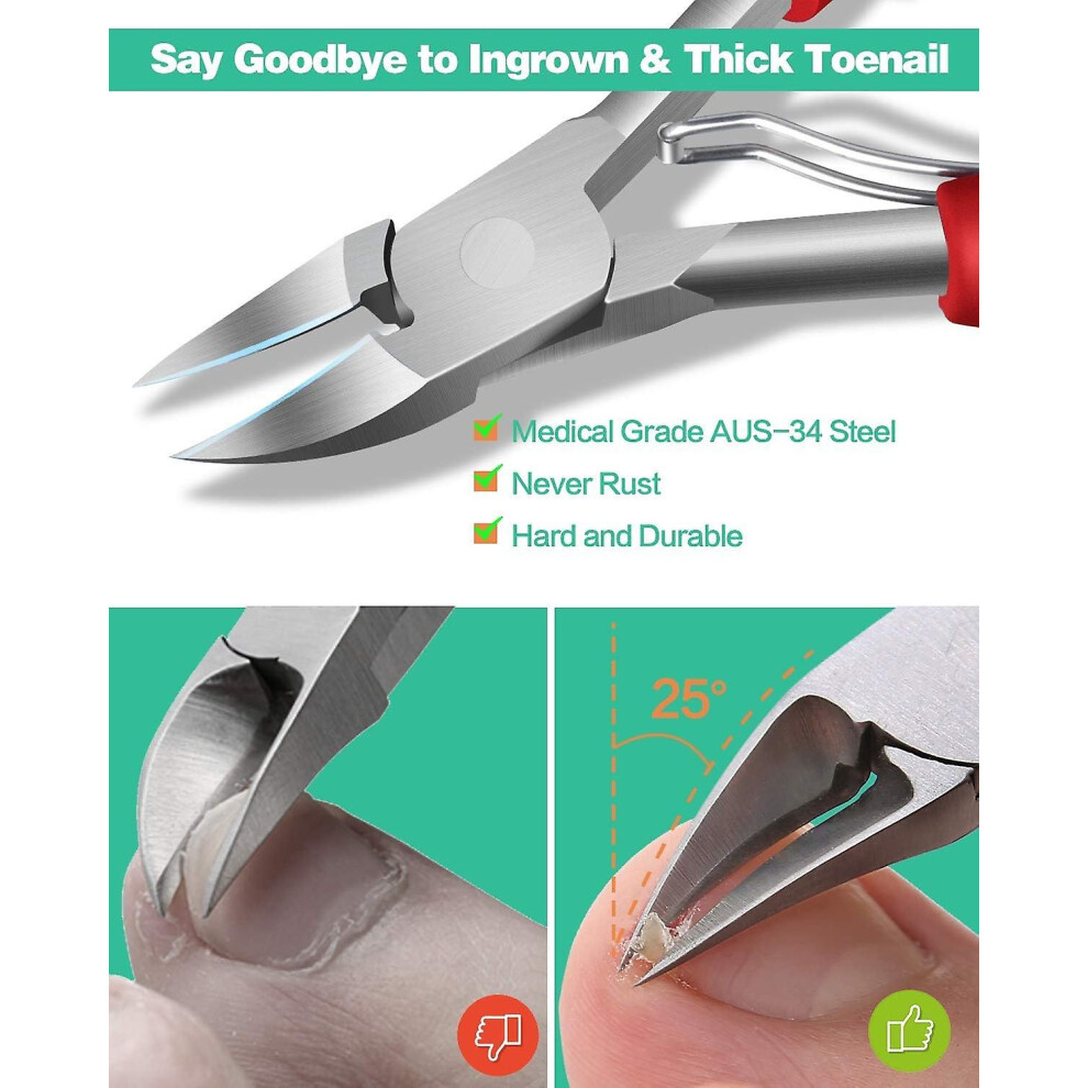 Podiatrist toenail clippers, extra sharp toenail clippers for thick, hard, ingrown toenails. stainless steel toenail clippers. premium profession