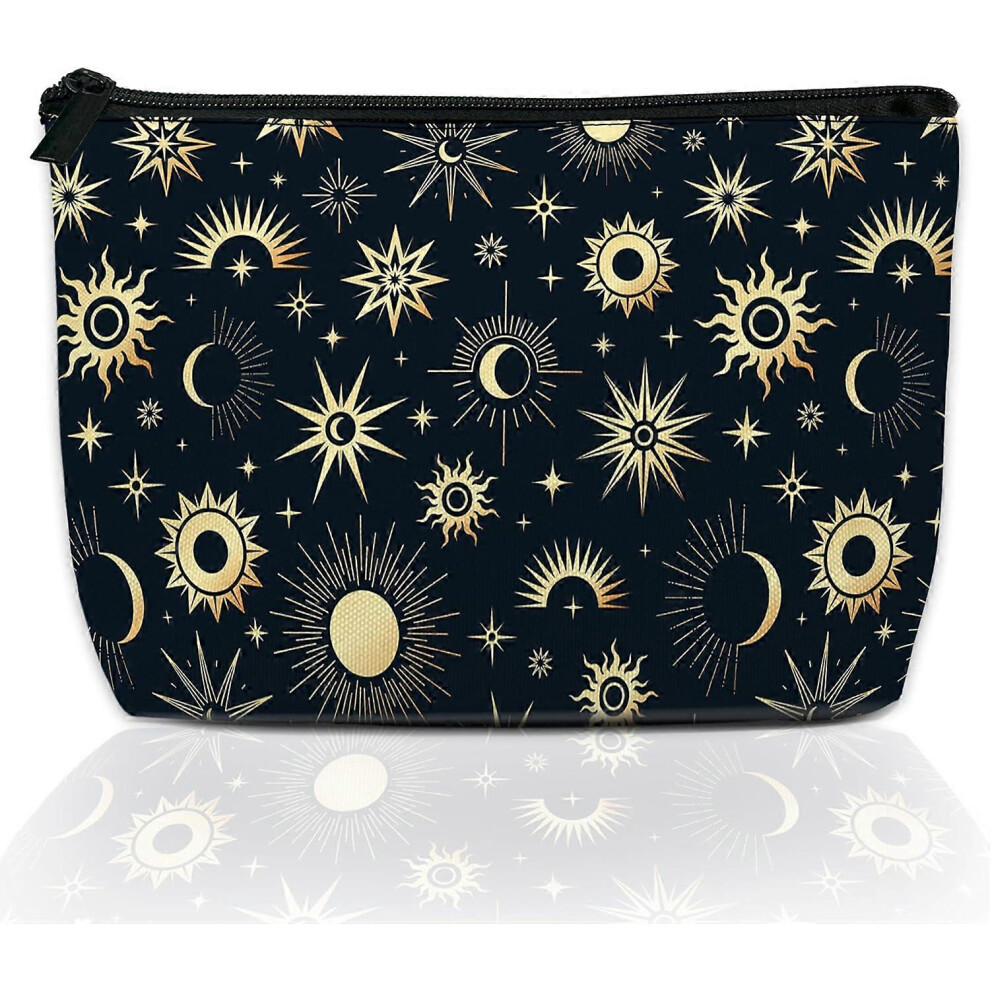 Cute Makeup Bag for Purse, Gold Boho Moon Sun Stars Cosmetic Bags for Women Travel Toiletry Bag Funny Zipper Pouch Makeup Bags Gift style 38-image-OPC-PKJY6P6-NEW