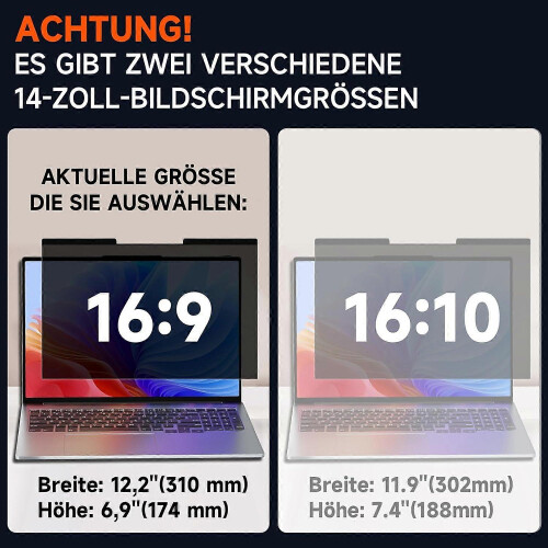 14 Inch AntiGlare Privacy Screen Protector for Laptop 16:9 1