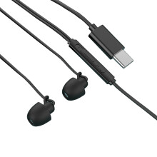 (Single TypeC Black) Anti-noise Sleep Wired Headphones with Microphone Anti-fold Headsets