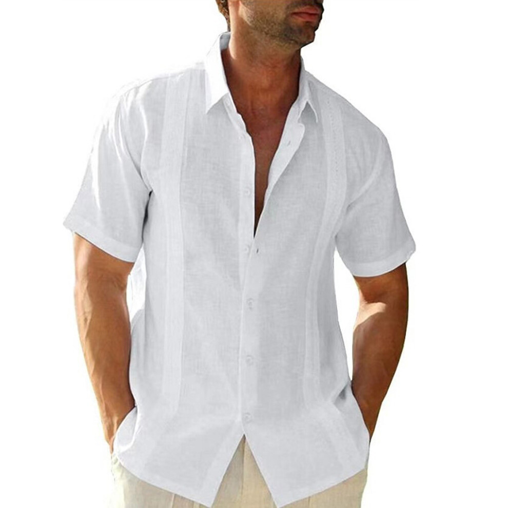 (White, M) Traveling Men's Button Down Shirt Summer Simple Design Tops Clothes-image-OPC-PKJYVX6-NEW