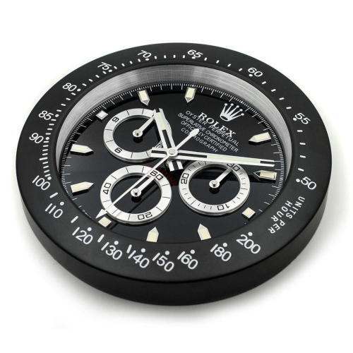 Stile Rolex Daytona, Nero | Orologio da Parete 1
