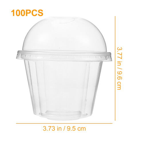 100Sets Multipurpose Thickened Dessert Cups Plastic Storage with Cover 1