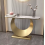 Marble Console Table Heavy Duty White with Gold Metal Legs 1
