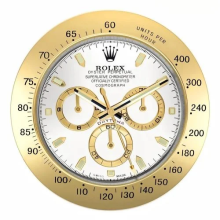 Stile Rolex Daytona, Oro & Bianco | Orologio da Parete