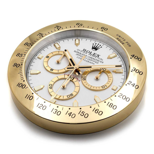 Rolex Daytona Style, Gold & White | Wall Clock 1