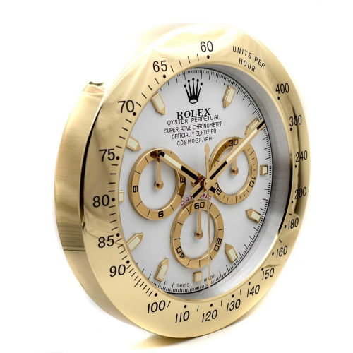 Rolex Daytona Style, Gold & White | Wall Clock 2