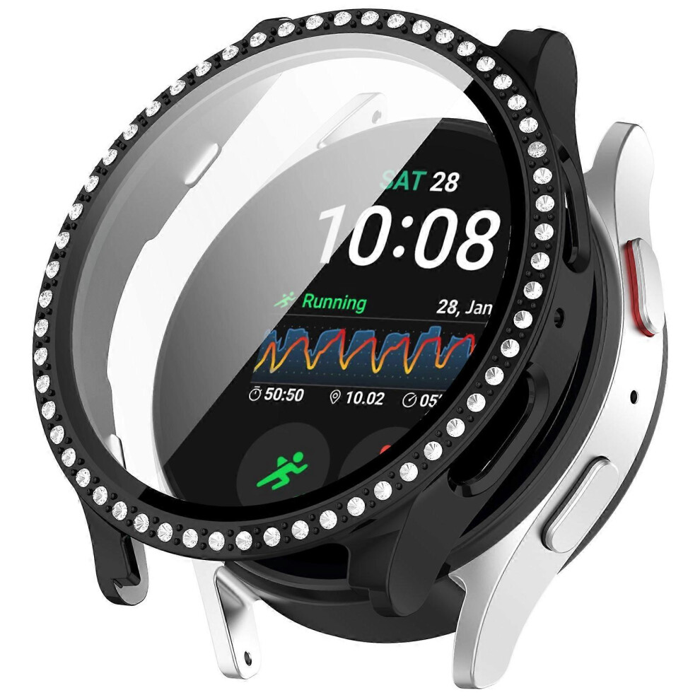 For Samsung Galaxy Watch7 40Mm Rhinestone Decor Pc Watch Case Integrated With Tempered Glass Film 6935159252649
