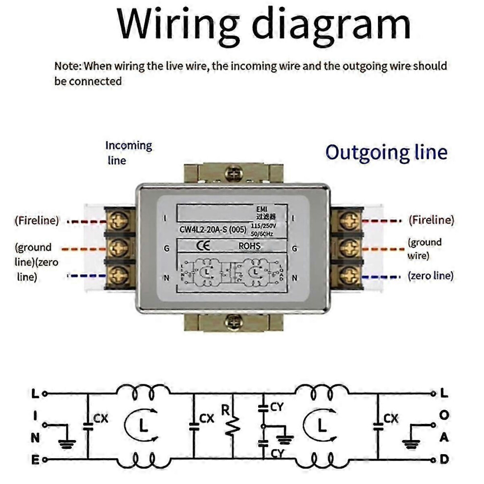 Single Phase 220V Ac Emi Power Filter Cw4l2-40A-S005 For Electrical Interference Protection Safety 6935159246990