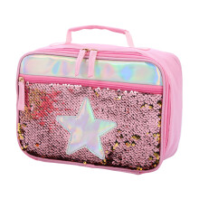 lunchbox mit pailletten, isoliert, mit aluminiumfolie, pink