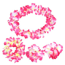 4 geraffte künstliche seidenblumen hawaiiketten rosé