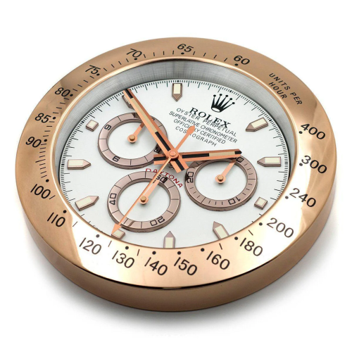 Rolex Daytona Style, Rose Gold & White | Wall Clock 1