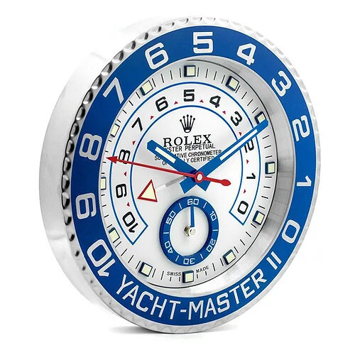 Rolex Yacht Master II, Silver & Blue | Wall Clock 1