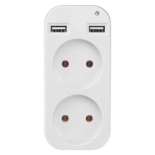 europäische netzadapter-steckdose, doppelsteckdose + 2 usb-buchsen