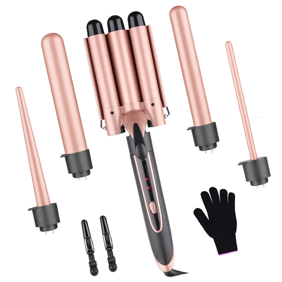 (UK Plug) 5 in 1 Hair Curler Interchangeable Multi-function Curling Iron Styling