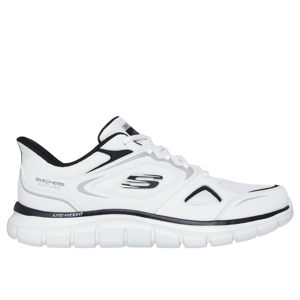 Skechers (White/Black, 13) Hands Free Slip-Ins Trainer Shoe For Men - Track Ezral