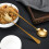 2Pcs Stainless Steel Buffet Spoon Practical Food Serving Fork (Golden) 5