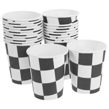 40pcs Checkered Disposable Paper Cups 250ml
